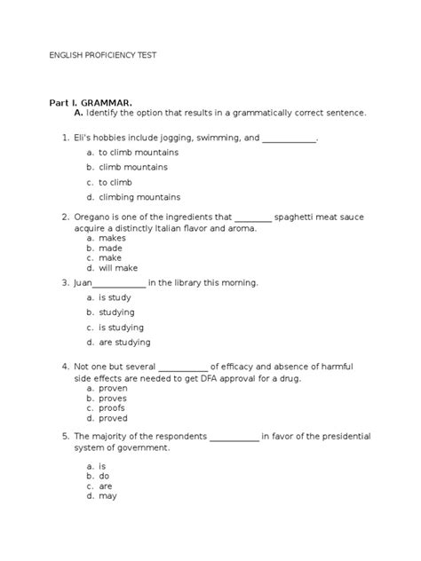 2020 FREE English Proficiency Test .